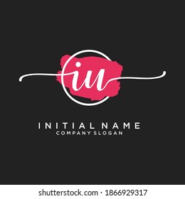 Initial IU beauty monogram and elegant logo design, handwriting logo of initial signature, wedding, fashion, floral and botanical with creative template.