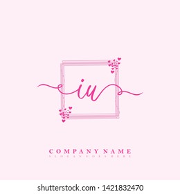 Initial IU handwriting beauty logo template vector