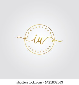 Initial IU handwriting beauty logo template vector