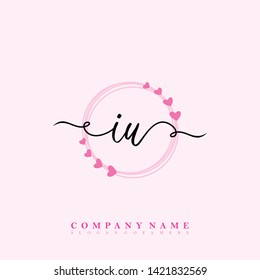 Initial IU handwriting beauty logo template vector Initial IU handwriting beauty logo template vector