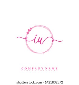 Initial IU handwriting beauty logo template vector