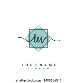 Initial IU handwriting logo template vector