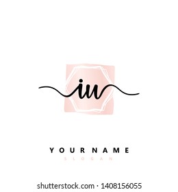Initial IU handwriting logo template vector