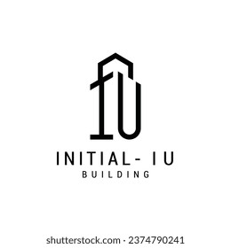 Initial IU letter Logo Design vector Template