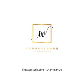 Initial IV beauty monogram and elegant logo design, handwriting logo of initial signature, wedding, fashion, floral and botanical with creative template.