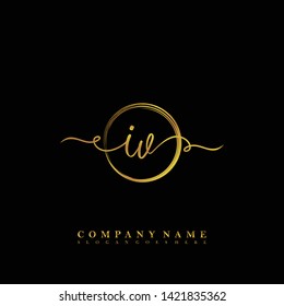 Initial IV handwriting beauty logo template vector