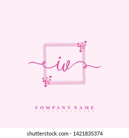 Initial IV handwriting beauty logo template vector