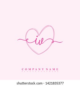Initial IV handwriting beauty logo template vector