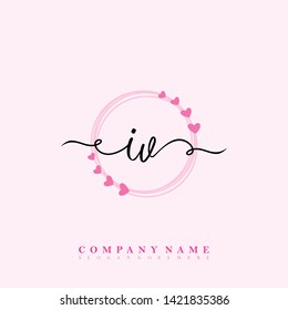 Initial IV handwriting beauty logo template vector