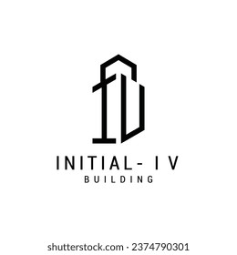 Plantilla de vector de diseño de logotipo de letra IV inicial