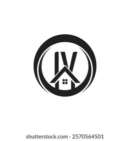 Initial IV letter Real Estate Business logo Design Vector Template