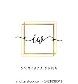 Initial IW handwriting beauty logo template vector