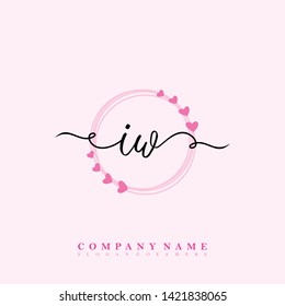 Initial IW handwriting beauty logo template vector