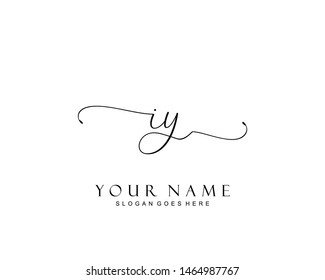 Initial IY beauty monogram and elegant logo design, handwriting logo of initial signature, wedding, fashion, floral and botanical with creative template.