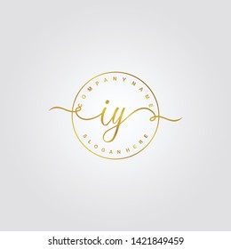 Initial IY handwriting beauty logo template vector
