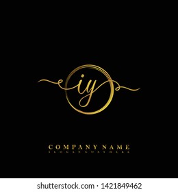 Initial IY handwriting beauty logo template vector