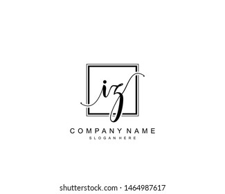 Initial IZ beauty monogram and elegant logo design, handwriting logo of initial signature, wedding, fashion, floral and botanical with creative template.