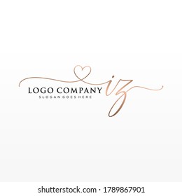Monograma inicial de belleza IZ y diseño elegante de logotipo, logotipo de escritura a mano de firma inicial, boda, moda, floral y botánica con plantilla creativa.