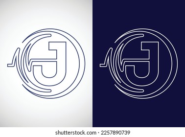 Initial J alphabet with health pulse. Line art heartbeat logo design. Logo for medical or health business