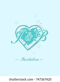 Initial J & B wedding invitation logo template vector