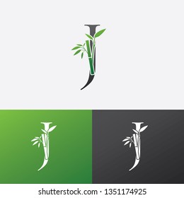 Initial J Bamboo Logo Icon Design
