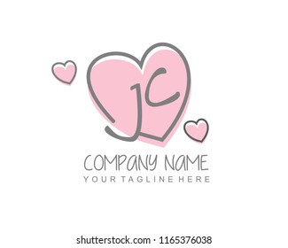 Initial J C with love logo template vector