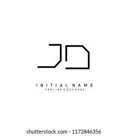 Initial J D minimalist modern logo identity vector