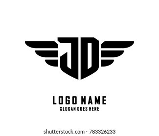 Initial J & D wing logo template vector