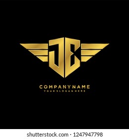 Initial J E wing logo template vector