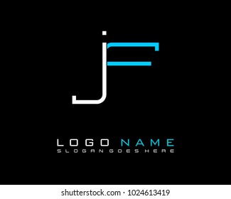 Initial J & F minimalist logo template vector