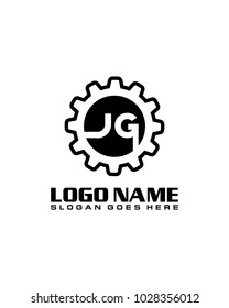 Initial J & G gear logo template vector
