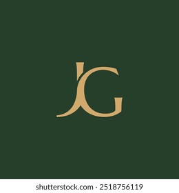 Initial J and G logo design template vector illustration in line art style. Simple vector logo brand for apparel, fashion, boutique, business and company