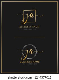 Initial J A handwriting logo vector. Letter handwritten logo template.