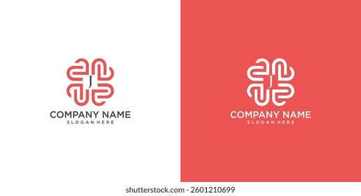 Initial J heart logo design. Love icon vector illustration