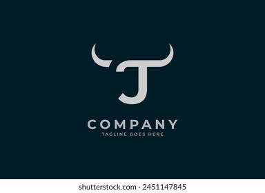 Logo inicial J horn. letra minimalista J con logotipo de diseño de cuerno, Ilustración vectorial