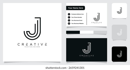 Vector inicial de diseño de logotipo J o JJ con Plantilla de diseño de tarjeta de visita