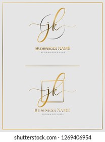 Initial J K JK handwriting logo vector. Letter handwritten logo template.