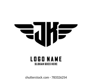 Initial J & K wing logo template vector