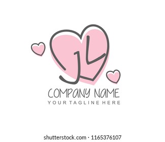 Initial J L with love logo template vector