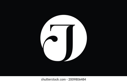 Initial J letter Black Color With White Background Logo Design vector Template. Calligraphy Letter J Logo Design