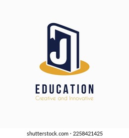 Initial J Letter with Book Icon for E Book, Library, Education, Bookstore Business Logo Idea Template