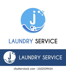 Initial J Letter with Bubble Splash Shine for Laundromat, Washing, Cleaning Service, housework, maid, Business logo idea