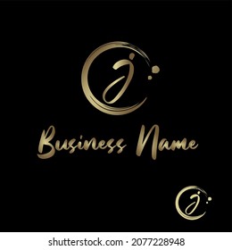 Initial j Letter with circle paintbrush for Cosmetic, boutique, make up, jewelry, spa and massage, salon, soap homemade, Handcraft Business Logo Vector Concept