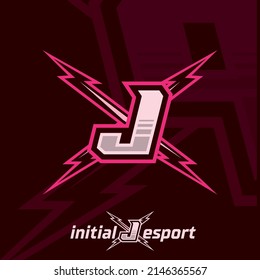 Initial J letter esport logo illustration, esport mascot gamer team work design, streamer logo