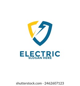 Initial J Letter with Lightning Bolt and Shield Logo Vector Design, Electric Logo template