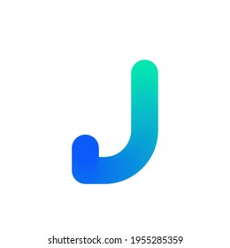 Initial J letter logo design. Gradient twisted ribbon for logotype, title, header, company name. Vector illustration