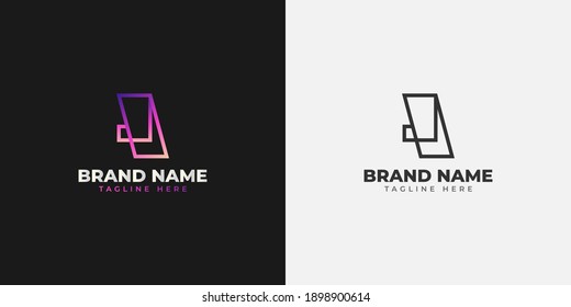 Logo inicial de la letra j con concepto de línea en gradiente colorido para su identidad comercial