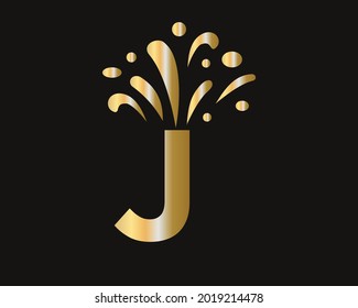 Initial J letter logo with luxury concept. Elegant J logo luxury and celebration concept. 