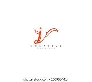 Initial J Letter Lowercase with Modern Trendy Floral Leaf Logo