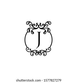 Initial J letter luxury beauty flourishes ornament monogram logo